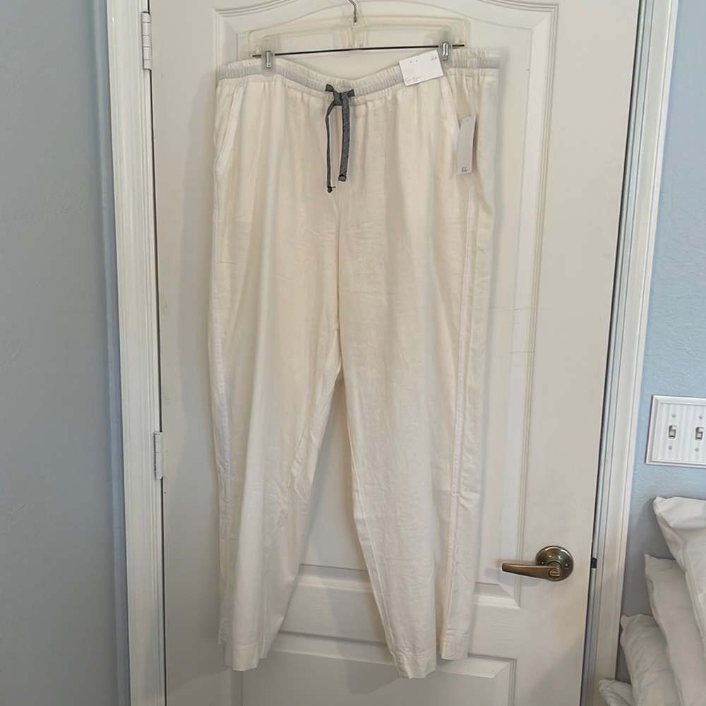 NWT Jessica Simpson Ivory Wide Leg Linen Pants 2x
